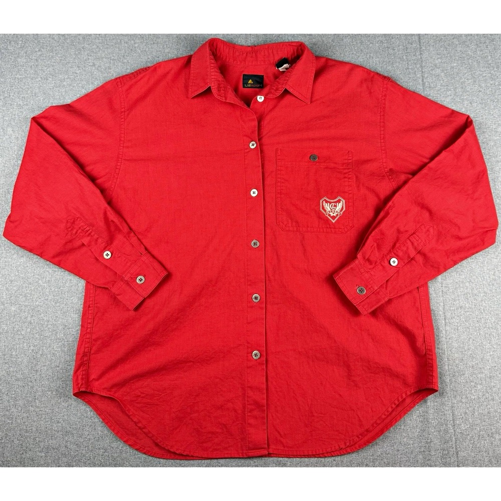 Lizsport Mens M Golf Shirt Red LC Sport Embroidered 100% Cotton Made USA